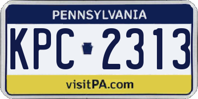 PA license plate KPC2313