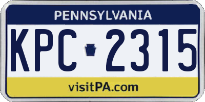 PA license plate KPC2315