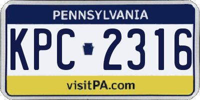 PA license plate KPC2316