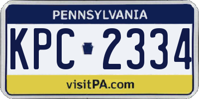 PA license plate KPC2334