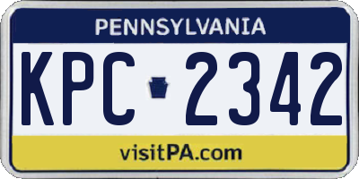 PA license plate KPC2342