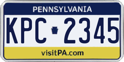 PA license plate KPC2345