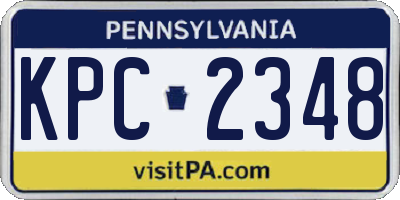 PA license plate KPC2348