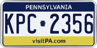 PA license plate KPC2356