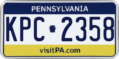 PA license plate KPC2358
