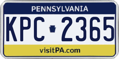 PA license plate KPC2365