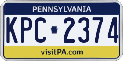 PA license plate KPC2374