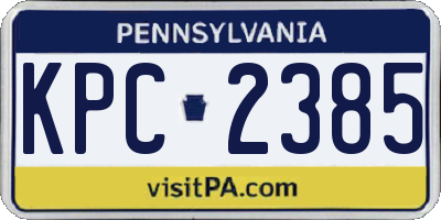 PA license plate KPC2385