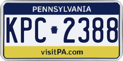 PA license plate KPC2388
