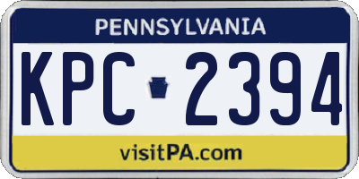 PA license plate KPC2394