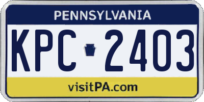 PA license plate KPC2403