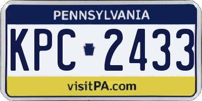 PA license plate KPC2433