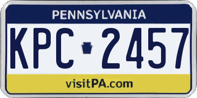 PA license plate KPC2457