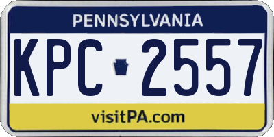 PA license plate KPC2557
