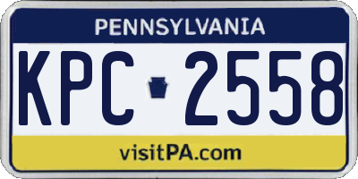 PA license plate KPC2558