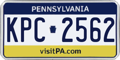 PA license plate KPC2562