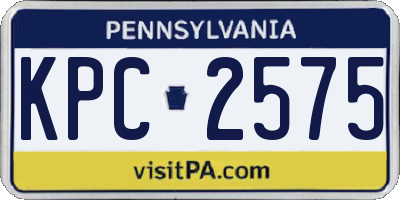 PA license plate KPC2575