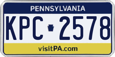 PA license plate KPC2578