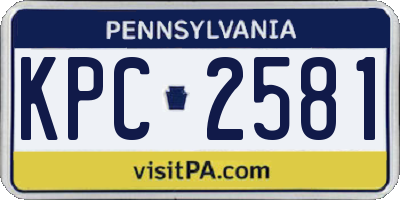 PA license plate KPC2581