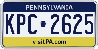 PA license plate KPC2625