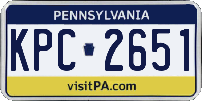 PA license plate KPC2651