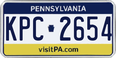 PA license plate KPC2654