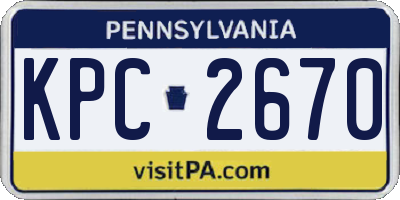 PA license plate KPC2670