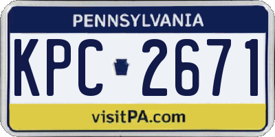 PA license plate KPC2671