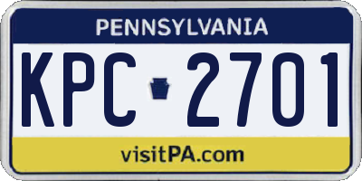 PA license plate KPC2701