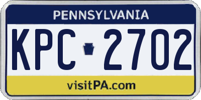PA license plate KPC2702