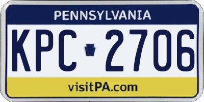 PA license plate KPC2706