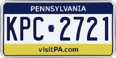 PA license plate KPC2721