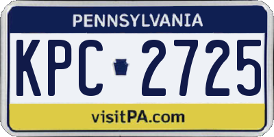 PA license plate KPC2725