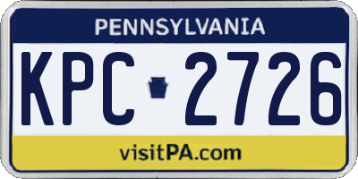 PA license plate KPC2726