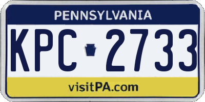 PA license plate KPC2733