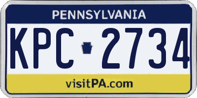 PA license plate KPC2734