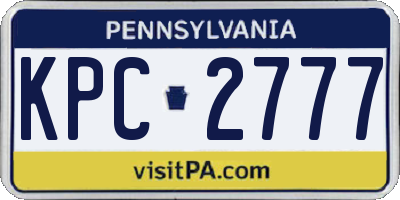 PA license plate KPC2777
