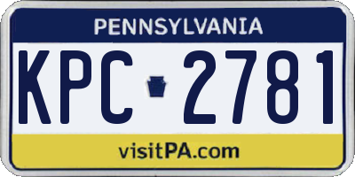 PA license plate KPC2781