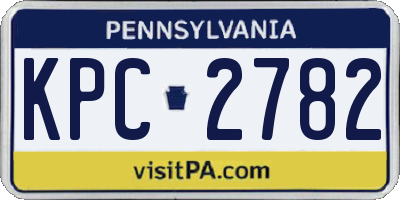 PA license plate KPC2782