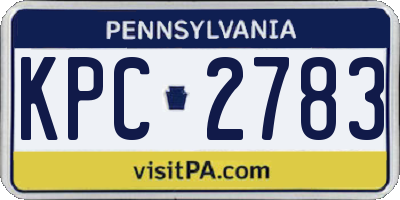 PA license plate KPC2783