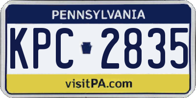 PA license plate KPC2835