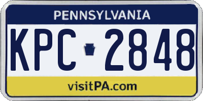 PA license plate KPC2848