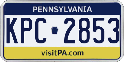 PA license plate KPC2853