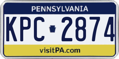 PA license plate KPC2874
