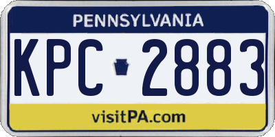 PA license plate KPC2883