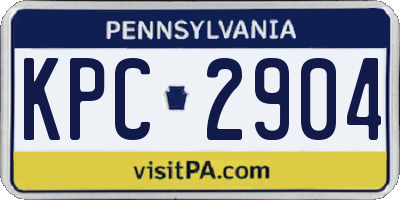 PA license plate KPC2904
