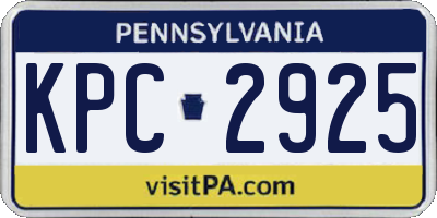 PA license plate KPC2925