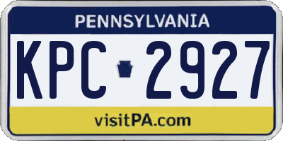 PA license plate KPC2927