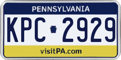 PA license plate KPC2929