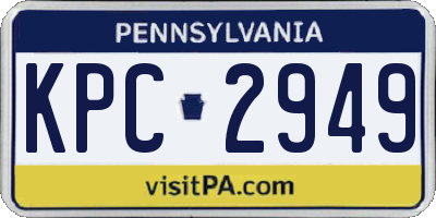 PA license plate KPC2949